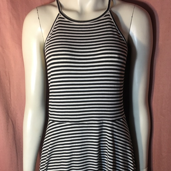 Striped Halter Skater Fit & Flare A-line Dress - Picture 3 of 5